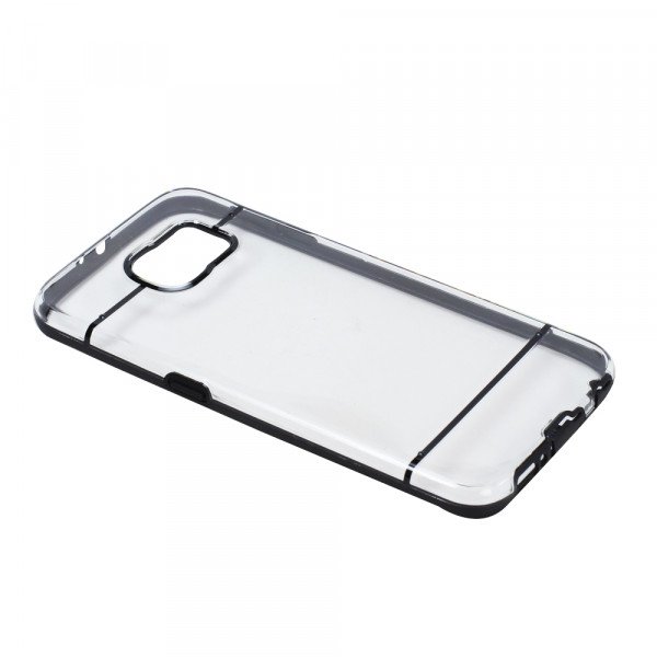 Wholesale Samsung Galaxy S6 Edge Transparent Gummy Hybrid Case (Black)